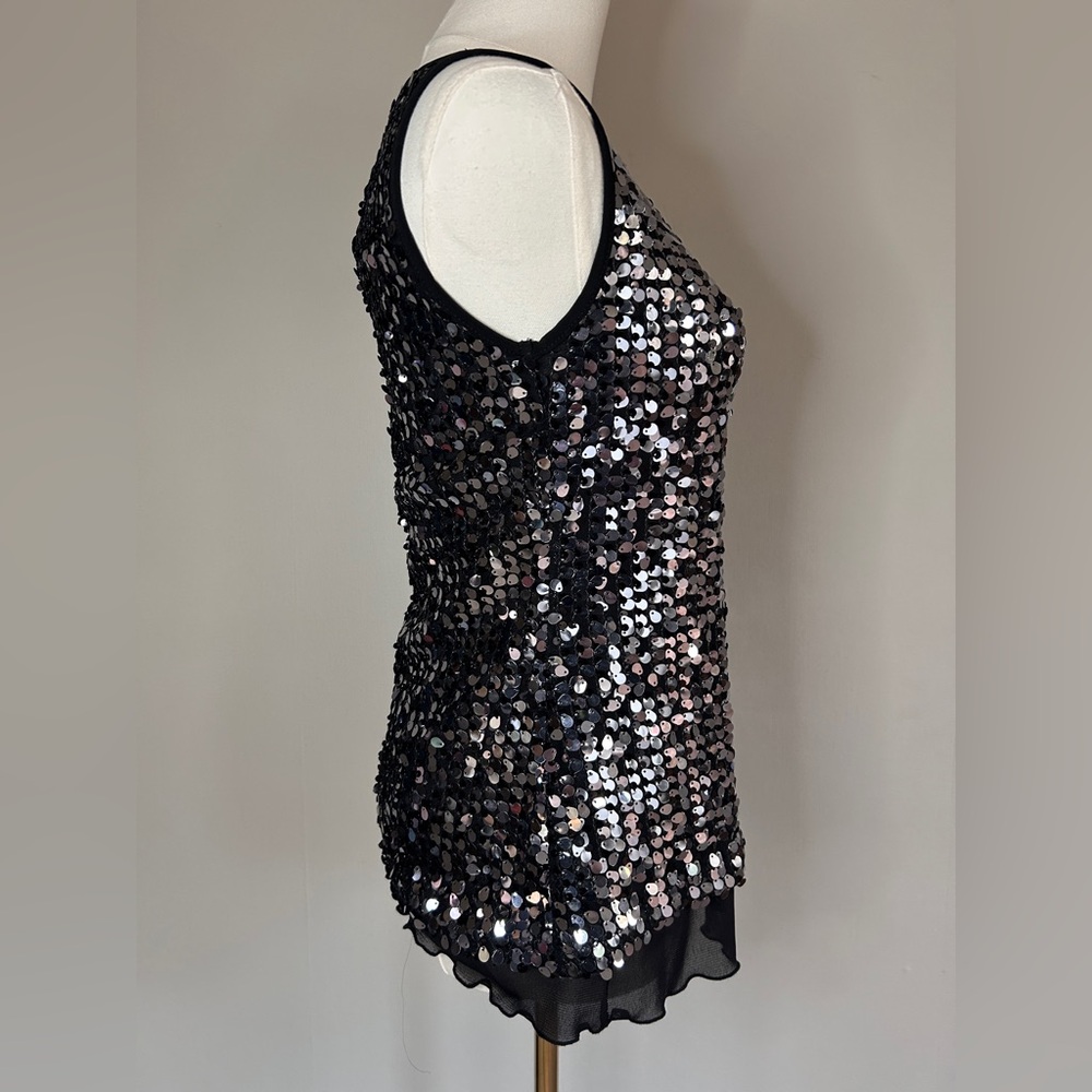 NWT PAPILLON BLANC Sequin Mesh Overlay Tank Top Y2K Whimsigoth Holiday Glam Sz S - Picture 8 of 10